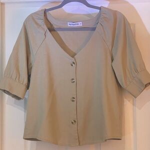 Roommates Linen Blend Beige Blouse Size M